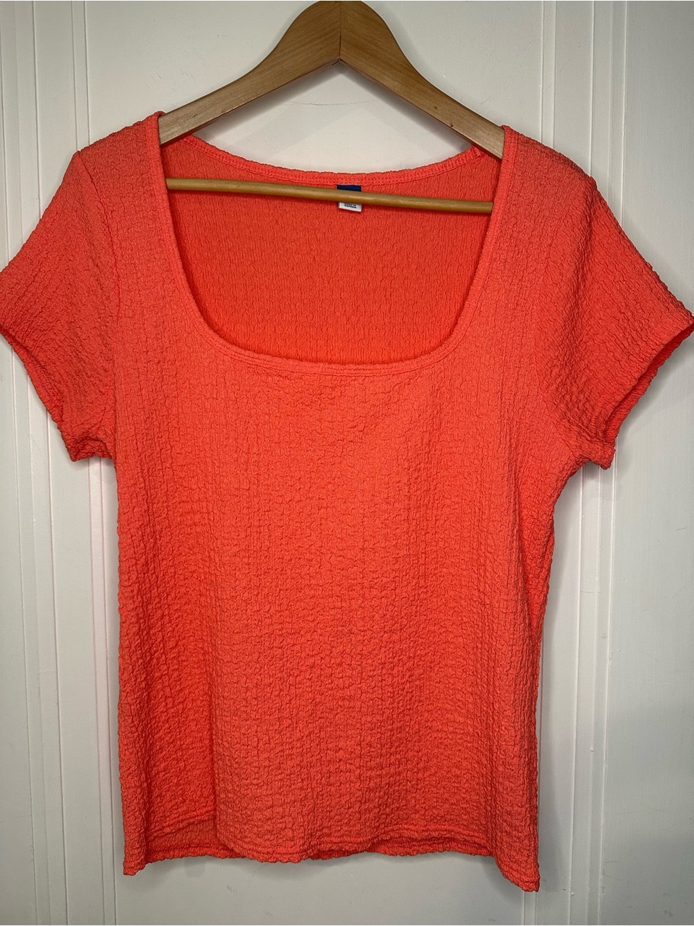 Old Navy Short Sleeve Textured Scoop Neck Top - Coral Orange